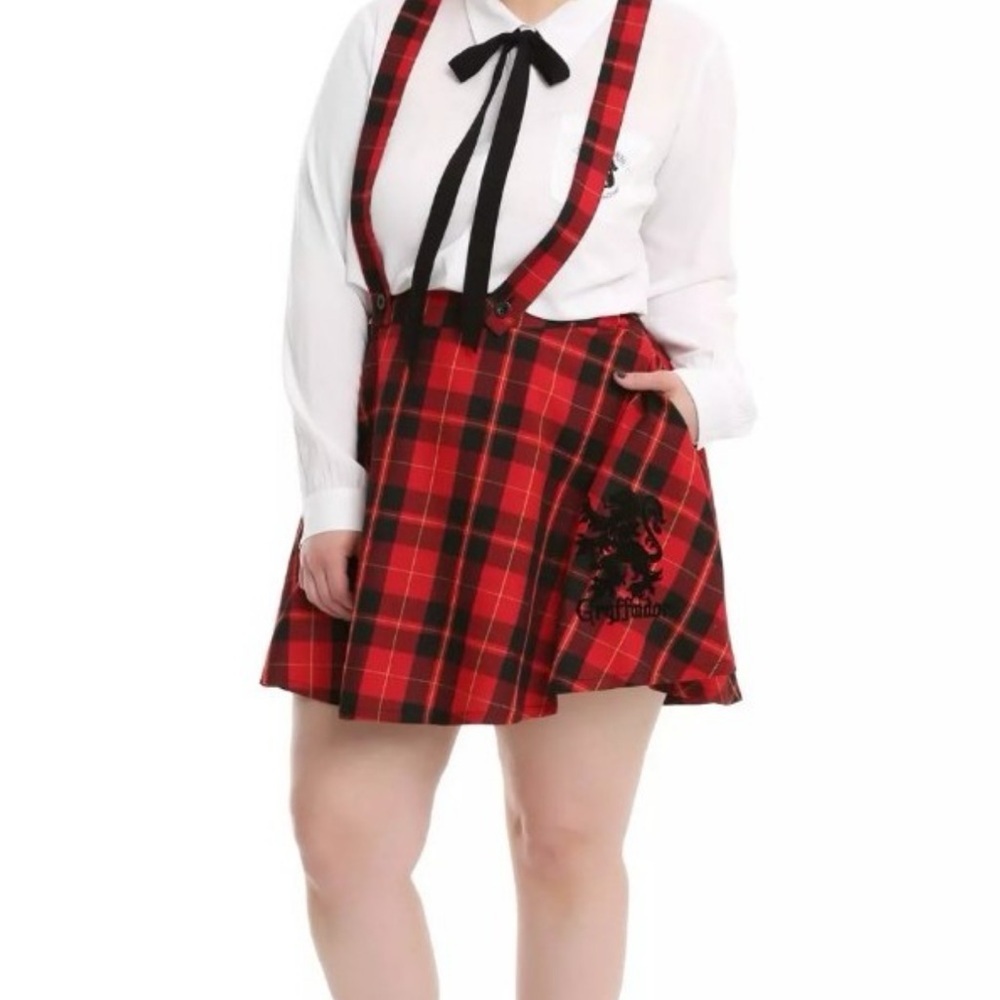 Red Plaid Gryffindor Skirt with Suspenders